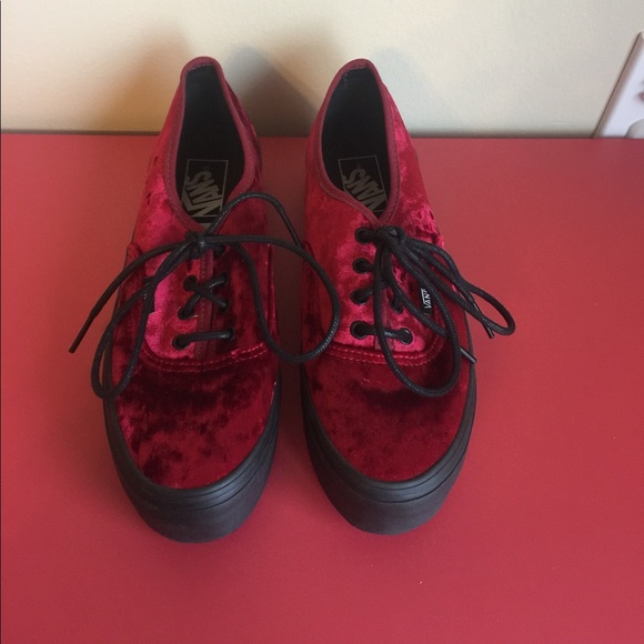 red velvet platform vans